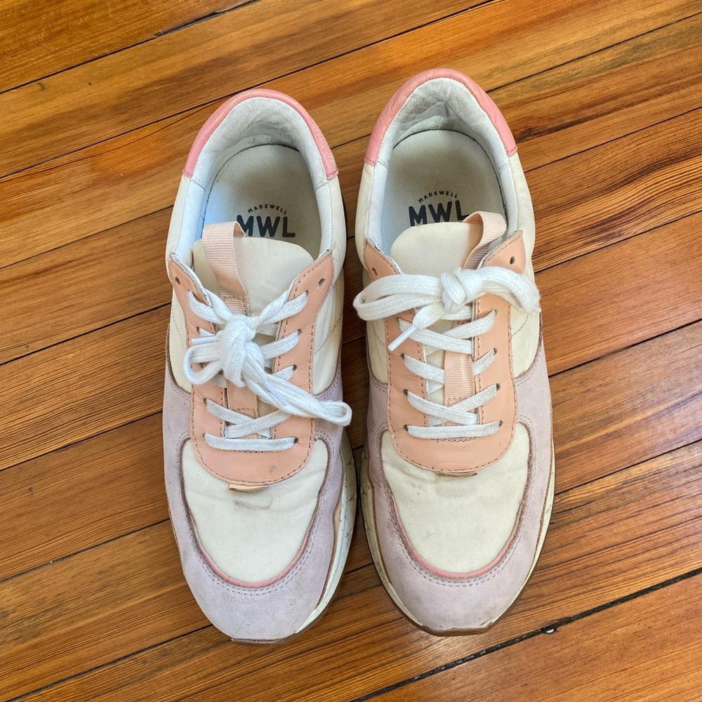 Madewell Kickoff Trainer Sneakers in Washed Nylon & Leather - Picture 2 of 11
